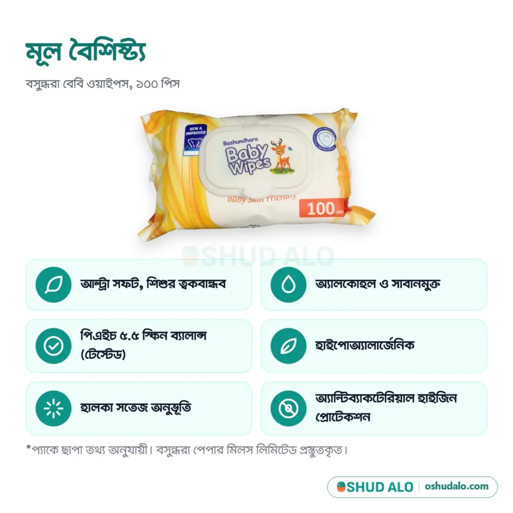 Bashundhara বেবি ওয়াইপস, বৈশিষ্ট্য