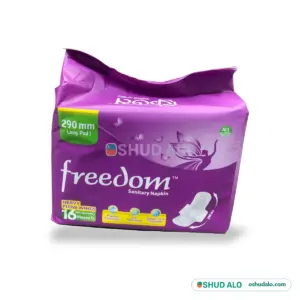 Freedom Sanitary Napkin Heavy Flow Wings 16 pieces, Front of Pack