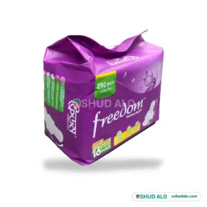 Freedom Sanitary Napkin Heavy Flow Wings 16 pieces, Side Angle