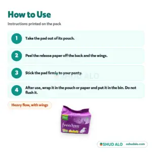 Freedom Sanitary Napkin Heavy Flow Wings 16 pieces, How to Use