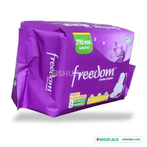 Freedom Sanitary Napkin Heavy Flow Wings 8 pieces, Side Angle