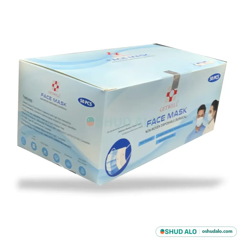 Getwell Surgical Face Mask 3 Ply, Side Angle