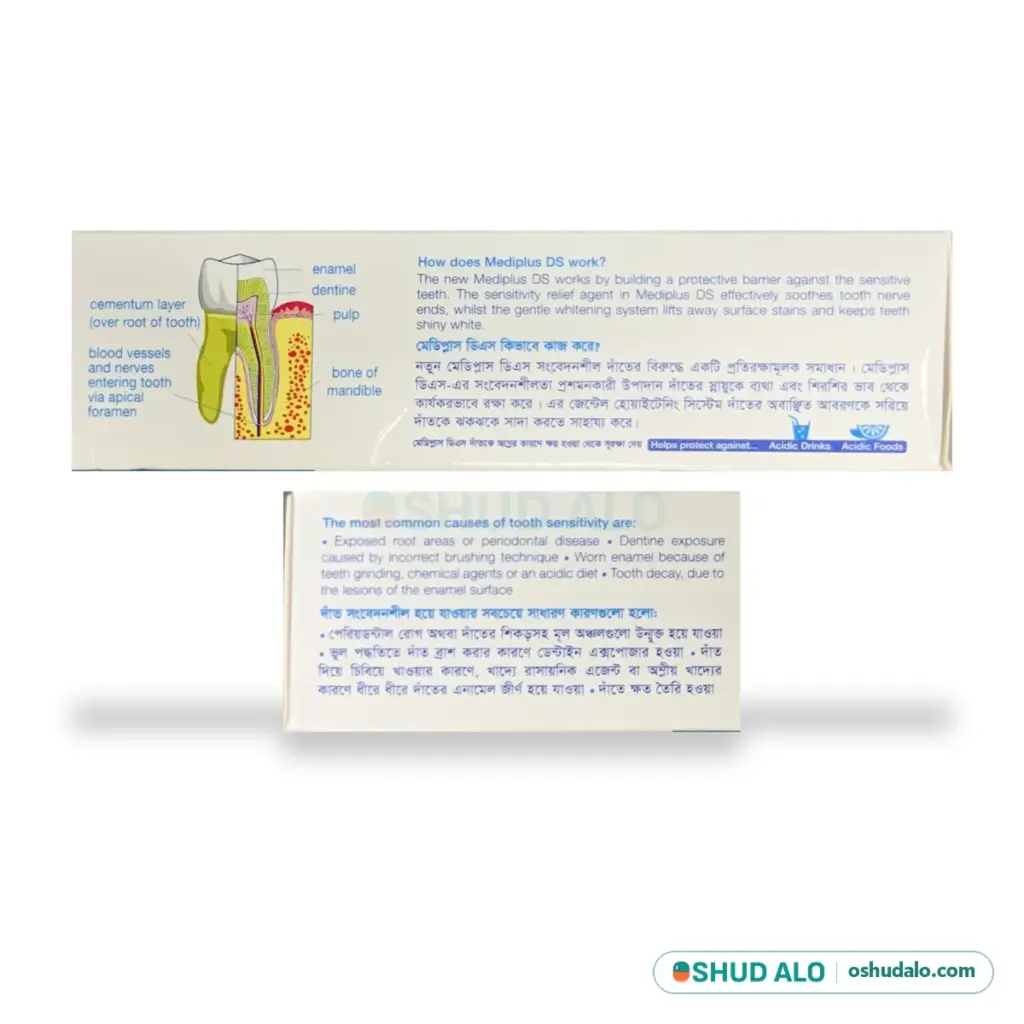 Mediplus DS Toothpaste 140 g, Back of Pack
