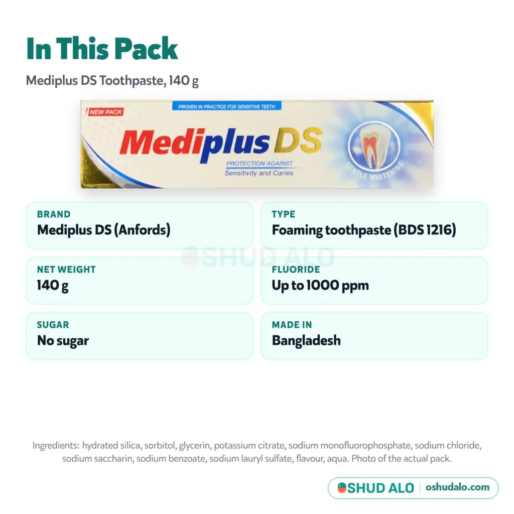 Mediplus DS Toothpaste 140 g, Product Details