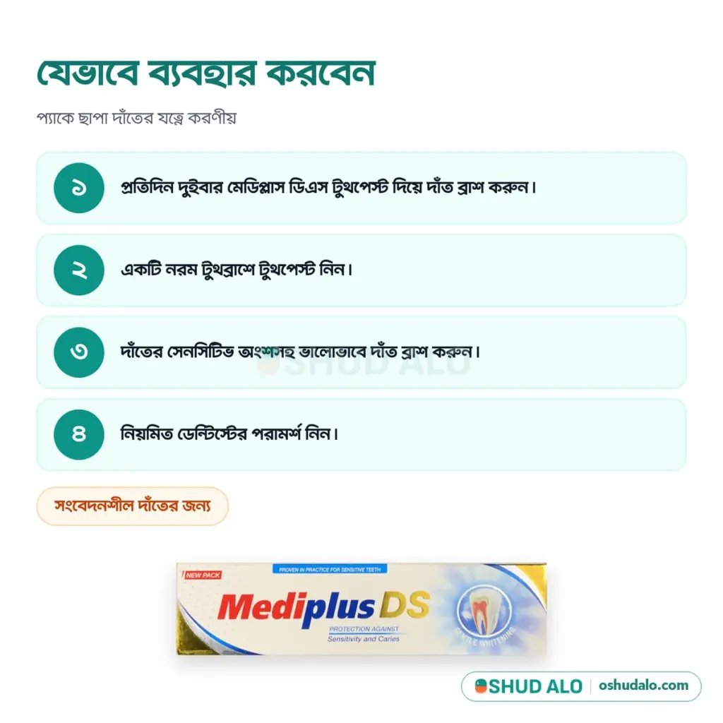Mediplus DS টুথপেস্ট ১৪০ গ্রাম, যেভাবে ব্যবহার করবেন