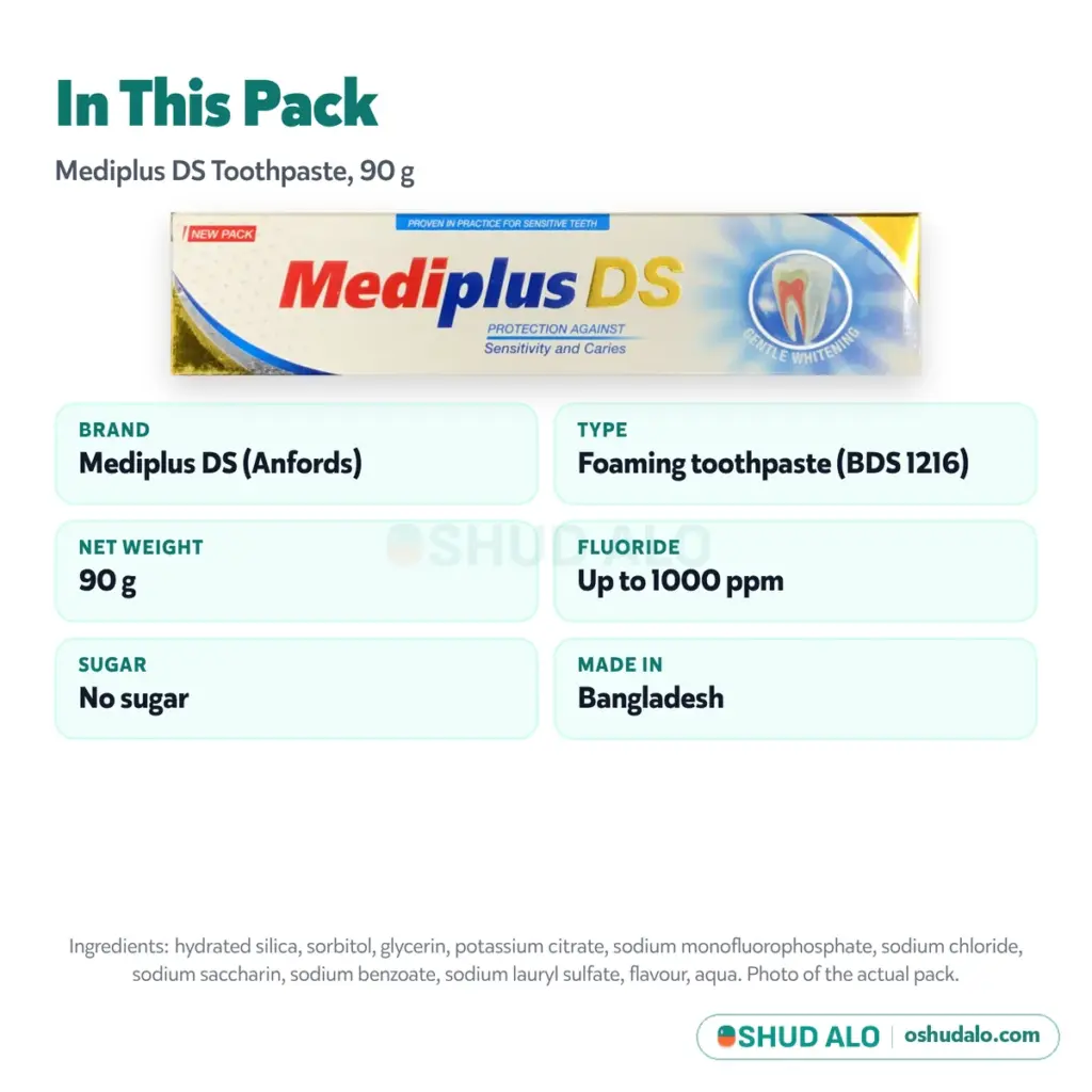 Mediplus DS Toothpaste 90 g, Product Details