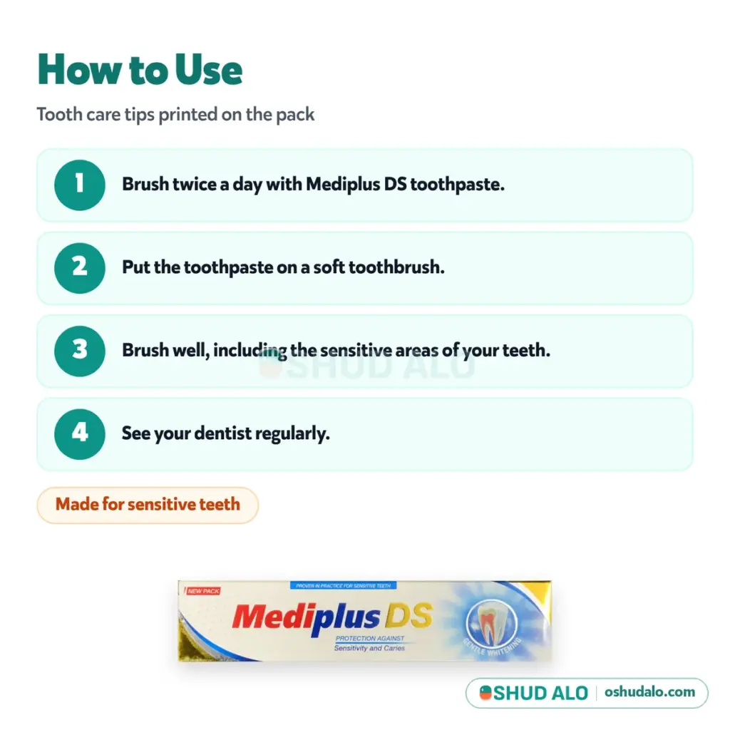 Mediplus DS Toothpaste 90 g, How to Use
