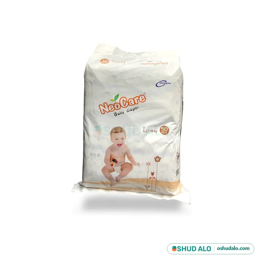 NeoCare Baby Diaper L (7-18 kg) · 50 pieces, Front of Pack