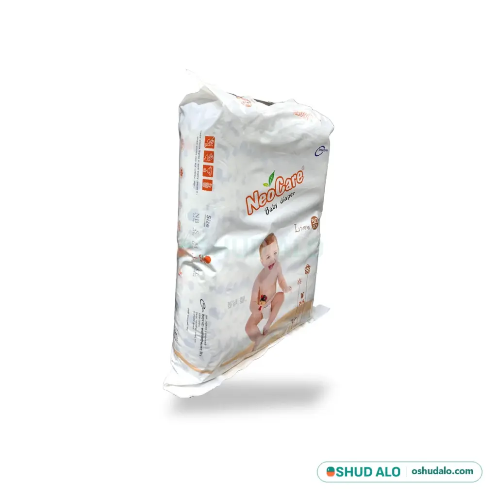 NeoCare Baby Diaper L (7-18 kg) · 50 pieces, Side Angle