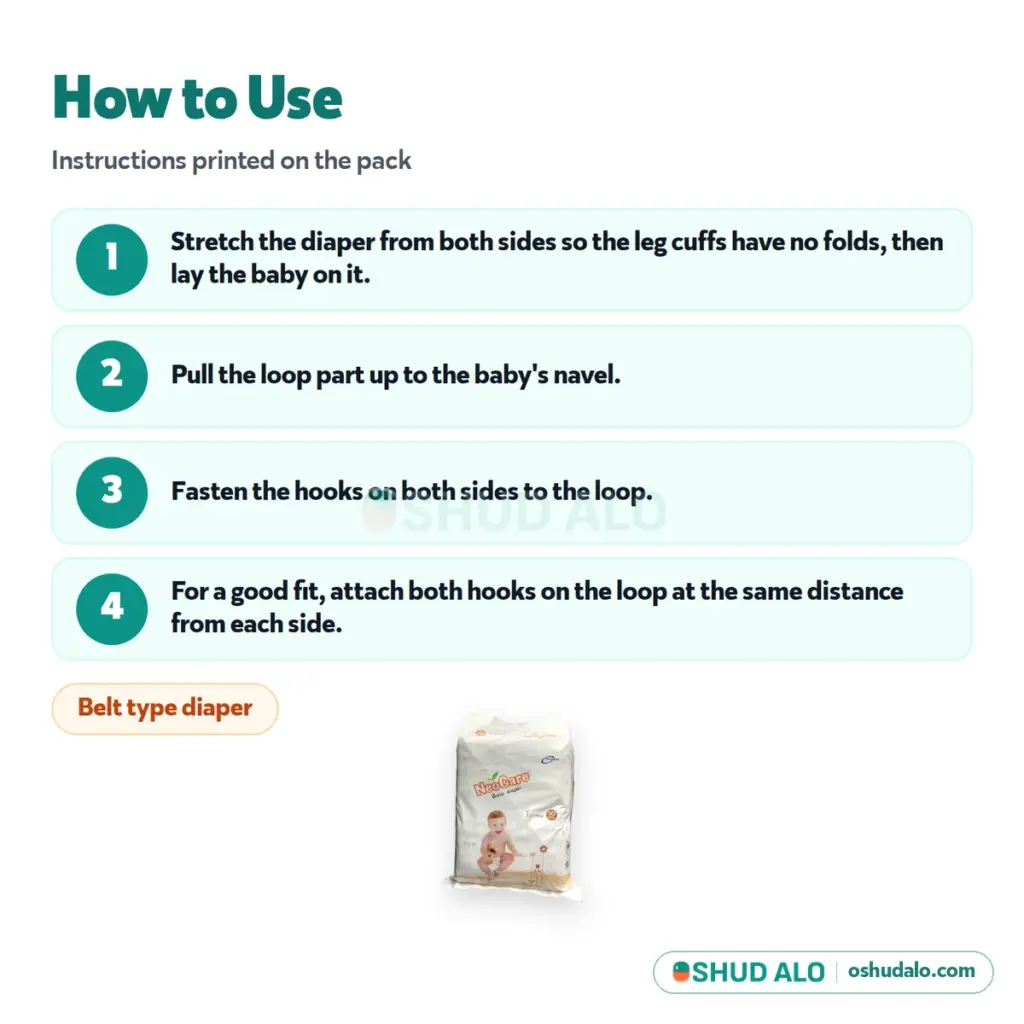 NeoCare Baby Diaper L (7-18 kg) · 50 pieces, How to Use