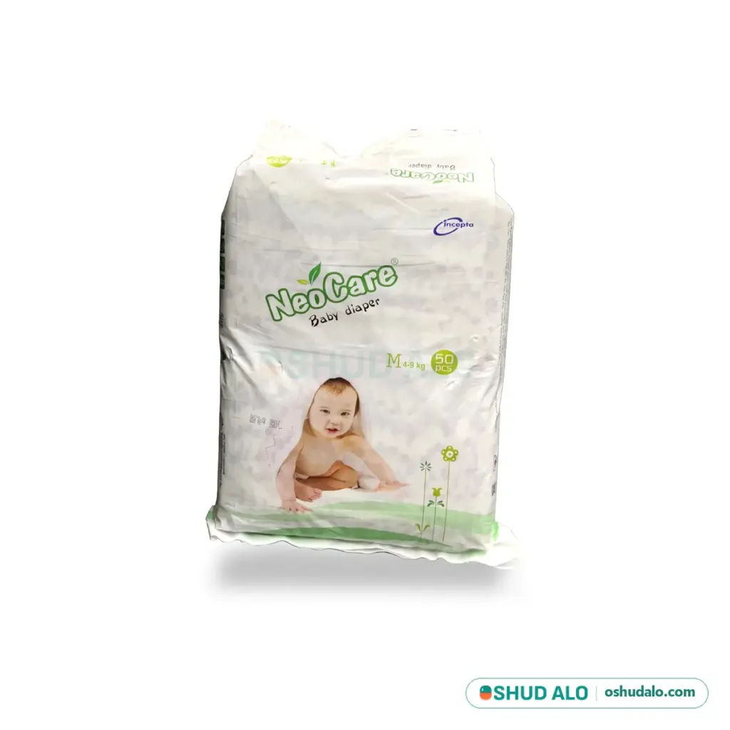 NeoCare Baby Diaper M (4-9 kg) · 50 pieces, Front of Pack