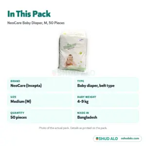 NeoCare Baby Diaper M (4-9 kg) · 50 pieces, Product Details