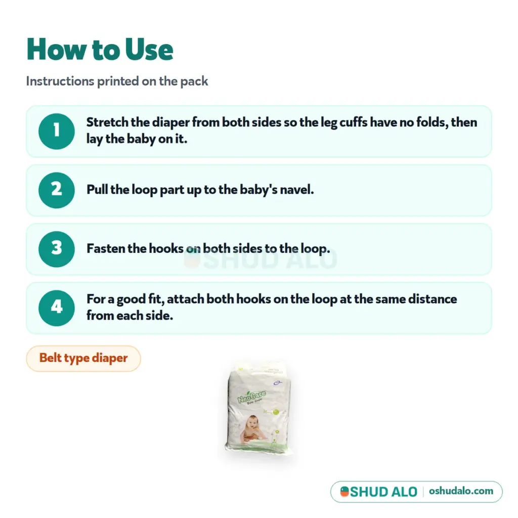 NeoCare Baby Diaper M (4-9 kg) · 50 pieces, How to Use