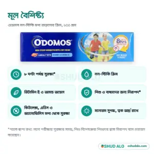 ODOMOS মশা নিরোধক ক্রিম ১০০ গ্রাম, বৈশিষ্ট্য