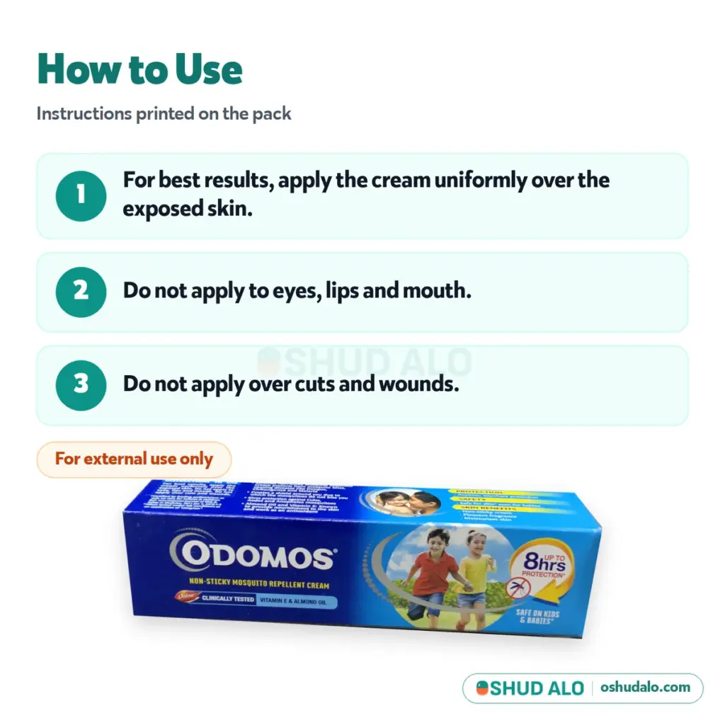 ODOMOS Mosquito Repellent Cream 100 g, How to Use