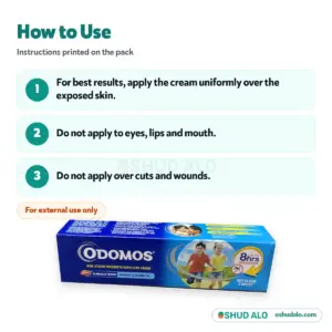 ODOMOS Mosquito Repellent Cream 100 g, How to Use