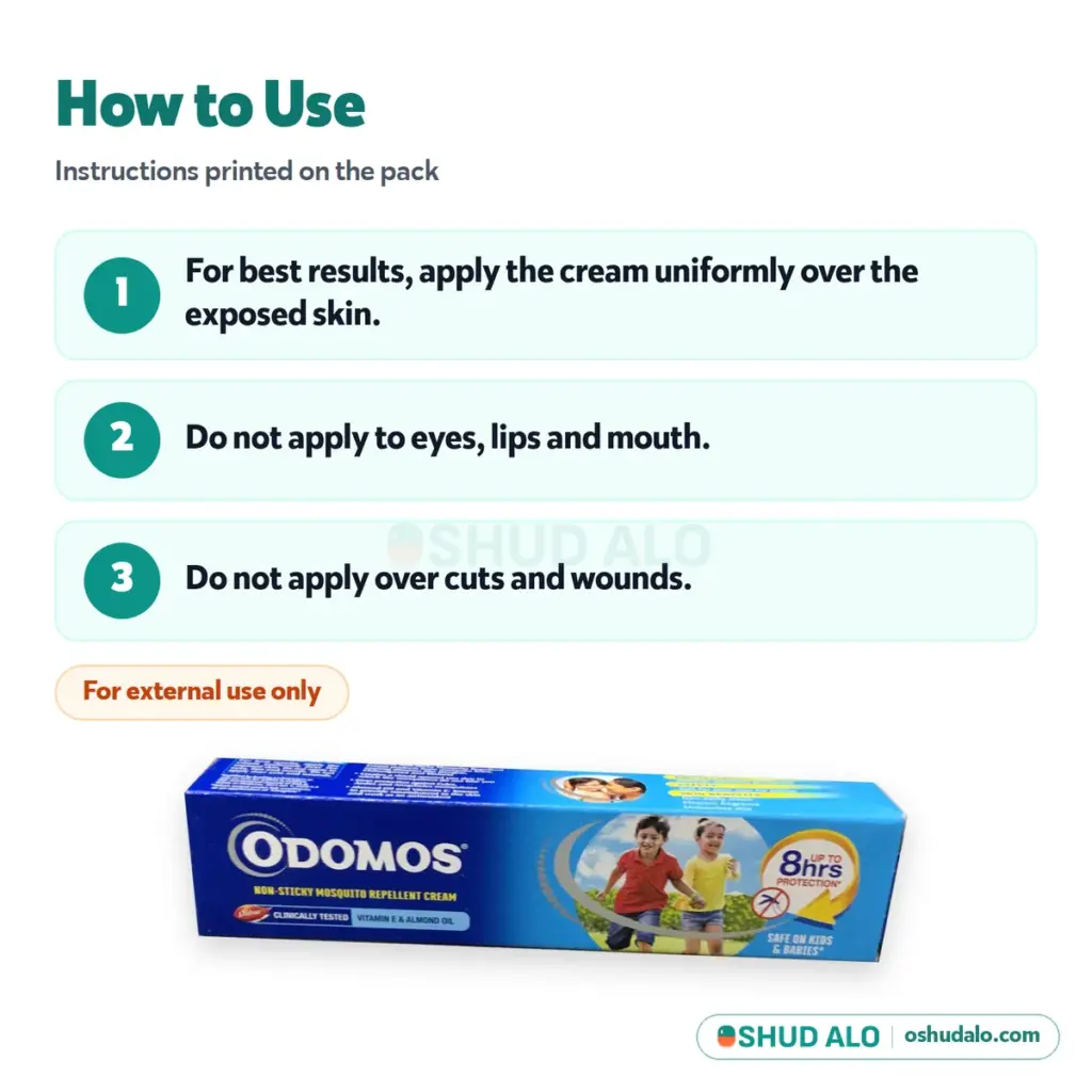 ODOMOS Mosquito Repellent Cream 50 g, How to Use