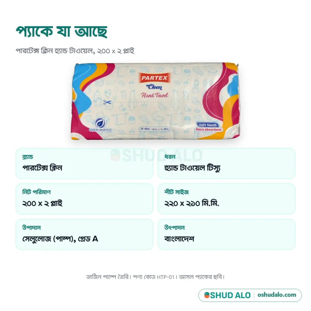Partex Cleen Hand Towel Tissue, পণ্যের বিবরণ