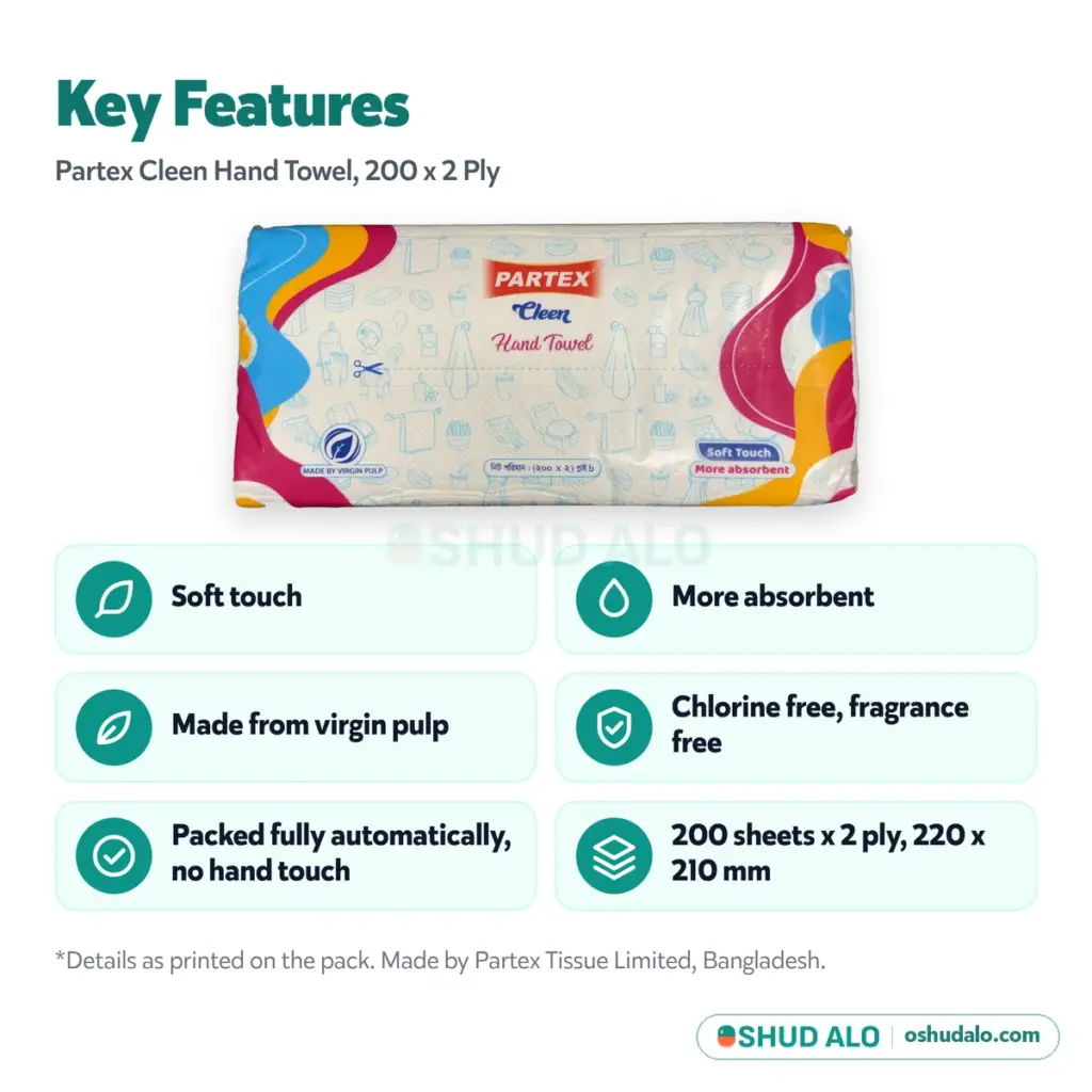 Partex Cleen Hand Towel Tissue, Features