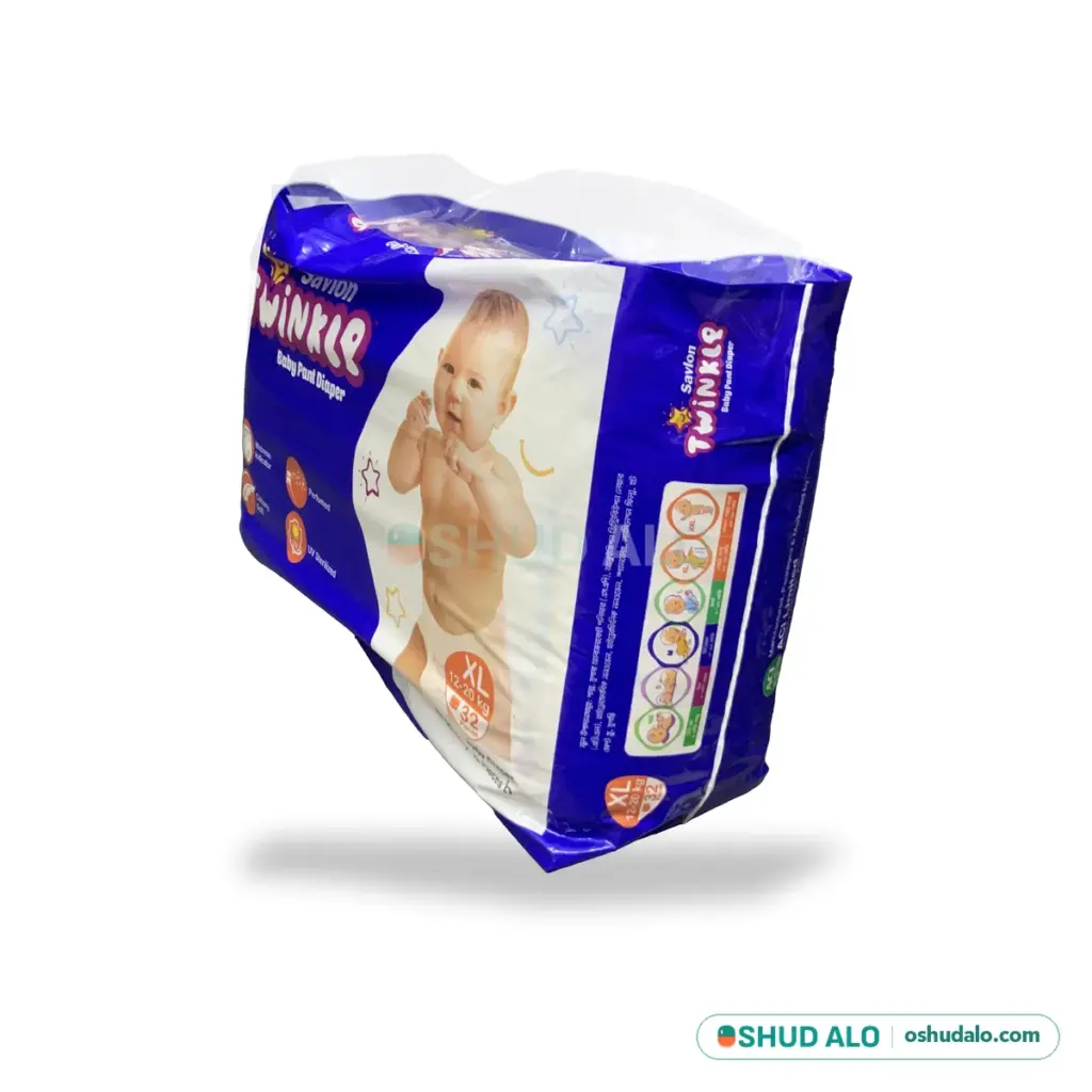 Savlon Twinkle Baby Pant Diaper XL · 32 pieces, Side Angle