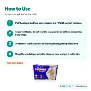 Savlon Twinkle Baby Pant Diaper XL · 32 pieces, How to Use