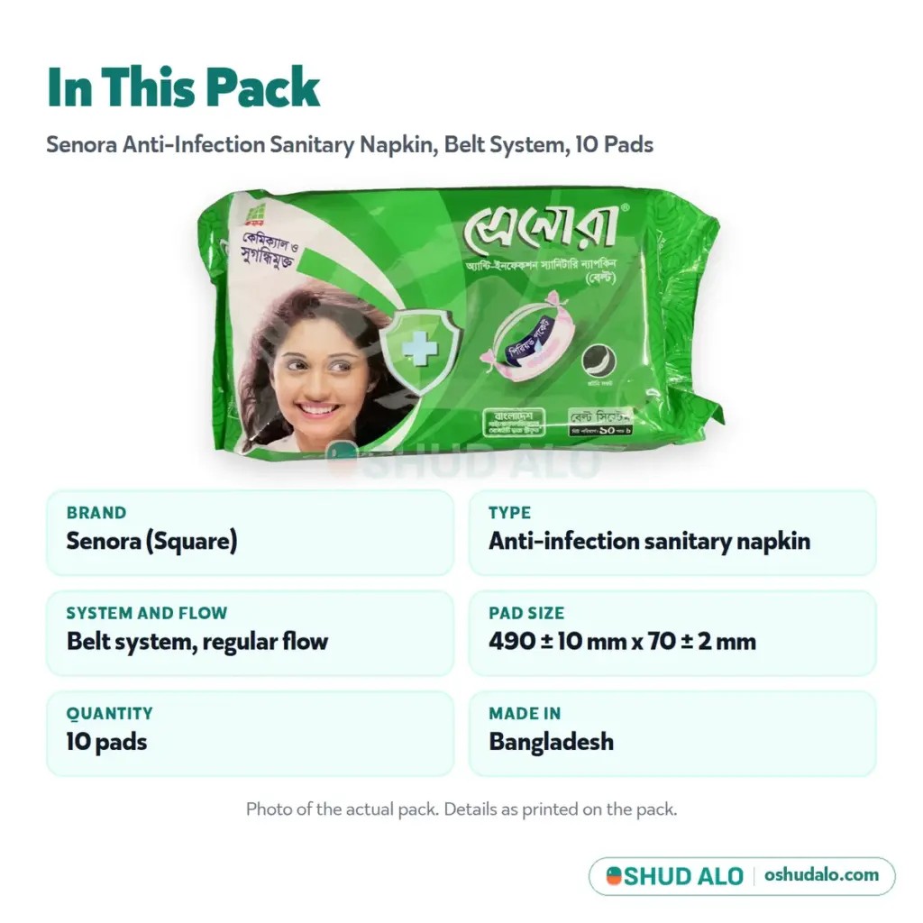 Senora Sanitary Napkin (Belt System) 10 pads, Product Details