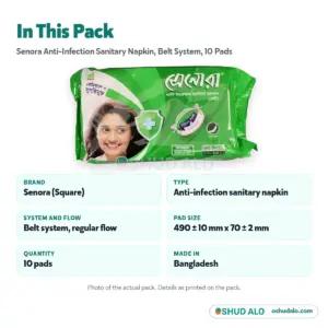 Senora Sanitary Napkin (Belt System) 10 pads, Product Details