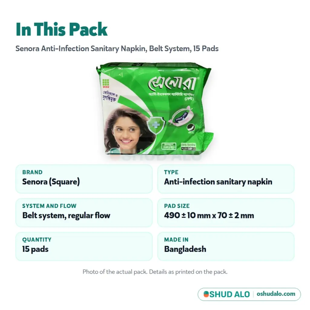 Senora Sanitary Napkin (Belt System) 15 pads, Product Details