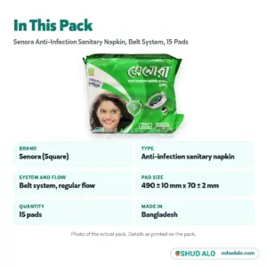 Senora Sanitary Napkin (Belt System) 15 pads, Product Details