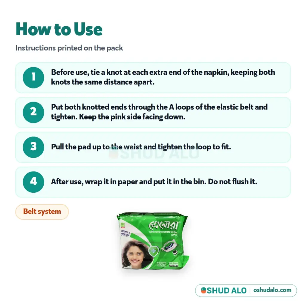 Senora Sanitary Napkin (Belt System) 15 pads, How to Use