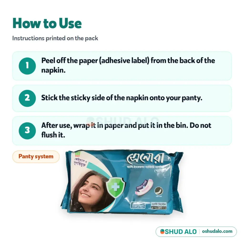 Senora Sanitary Napkin (Panty) 10 pads, How to Use