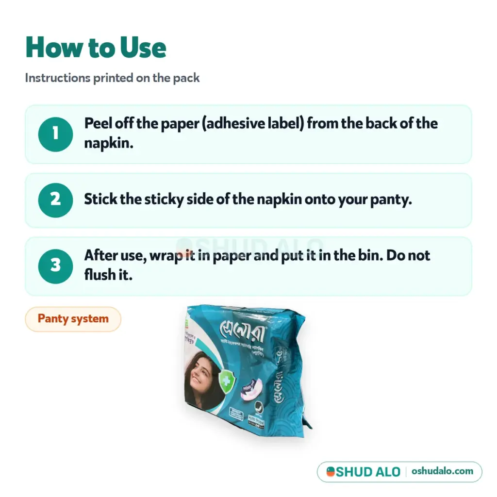 Senora Sanitary Napkin (Panty) 15 pads, How to Use